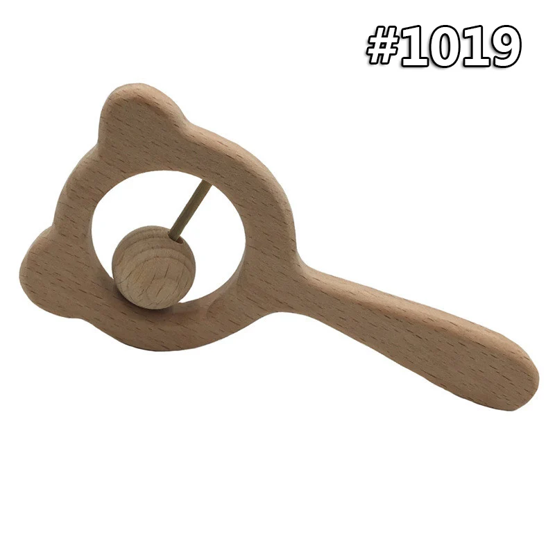 wood teether 1019 Мультфильм Дерево Прорезыватель чистый натуральный животные в форме детские зубные кольца для детей бук Прорезыватель девочка DIY кулон игрушки для новорожденных подарок - Цвет: wood teether 1019