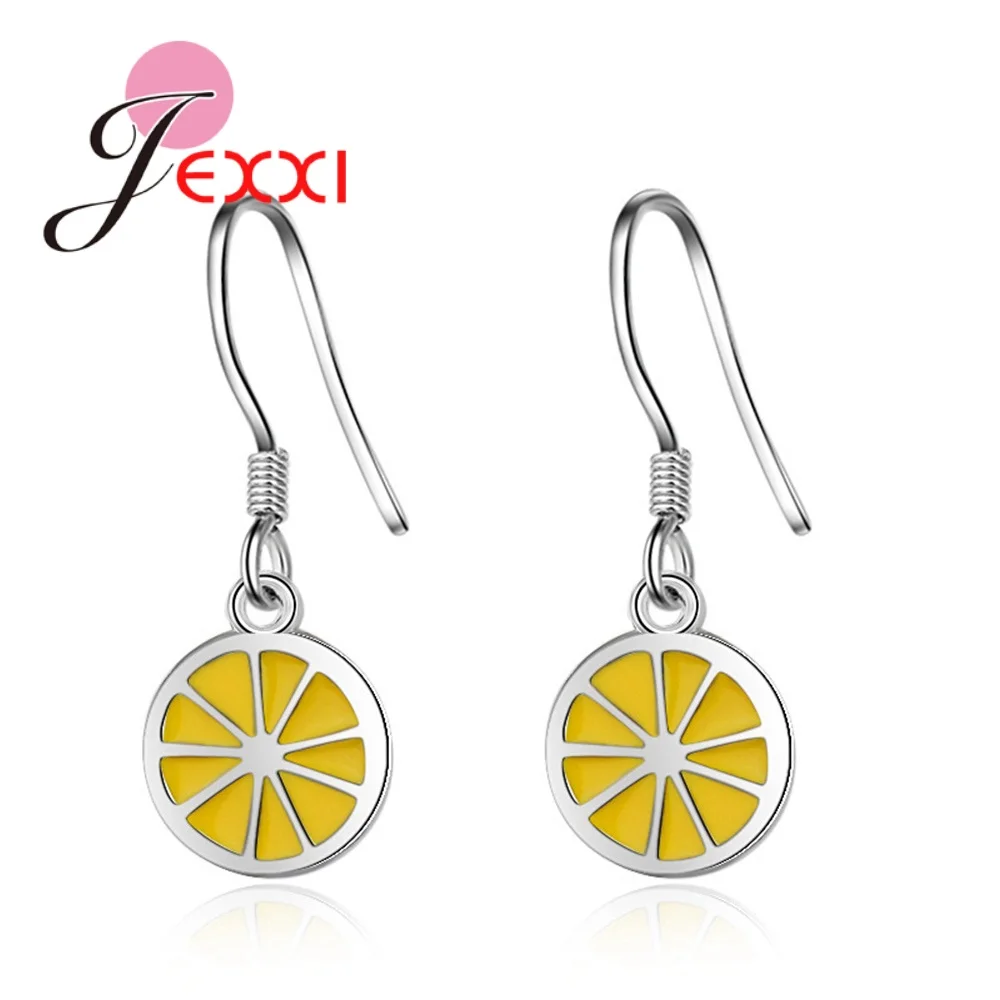 

Мода желтый лимон 925 стерлингового серебра висячие серьги хрустальные подвески серьги ювелирные изделия для женщин милый пляж подарок на о...