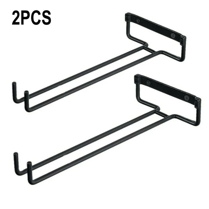 

1/2Pcs 11.8in Wine Glass Cup Holder Hanging Rack Storage Counter Bar Home Wall Mounted High Quality