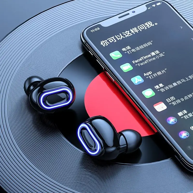 m1 tws 5 1 large screen led three electric digital display touch breathing light bluetooth headset emergency charging headphones free global shipping