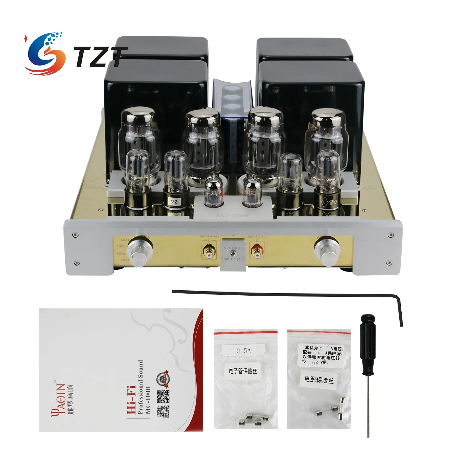 

TZT YAQIN MC-100B GB KT88 x4 Vacuum Tube Hi-end Integrated Power Amplifier 110v-240v