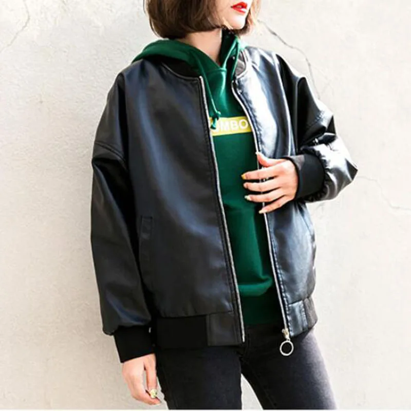 Мужская кожаная куртка весна-осень 2020 из ПУ кожи с длинным рукавом на молнии