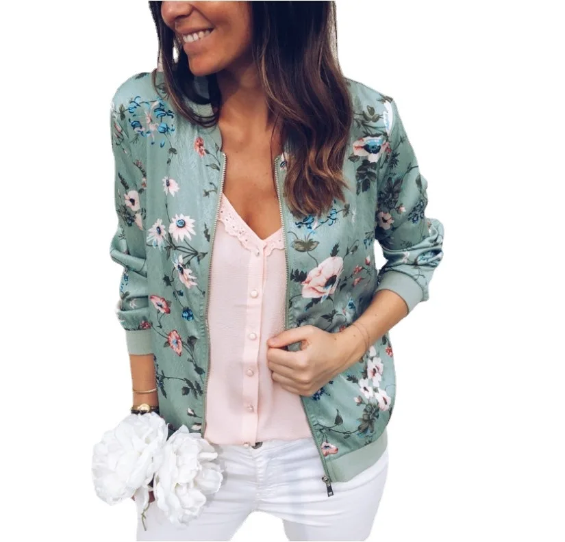 

SONDR 2021 Spring and Autumn Printed Round Neck Zipper Long Sleeve Jacket Women's Tops Women's Jackets Large Size