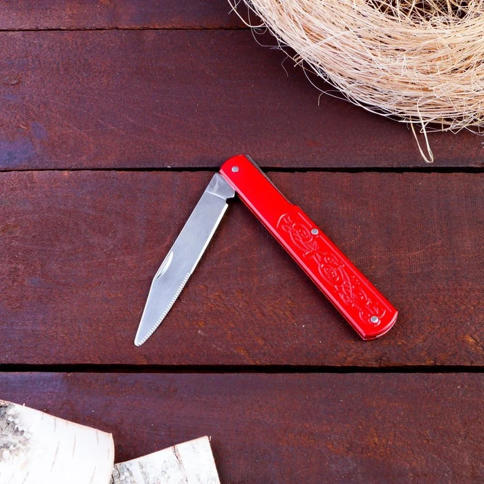 Tourist set in a case 5in1 handle metal red with pattern 11 * 13.5cm 1700928 Sports Entertainment Camping Hiking CampЃ0„2CookingЃ0„2Supplies