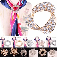 fashion women custom shawl ring clip scarves fastener crystal silk scarf buckle brooch wedding jewelry female classic gift