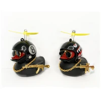 car interior decoration yellow duck with helmet for bike motor rubber duck with glasses in the car car accessories