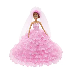 Розовое свадебное платье с вуалью для куклы Барби Blyth 16 30 см MH CD FR SD Kurhn BJD аксессуары для куклы