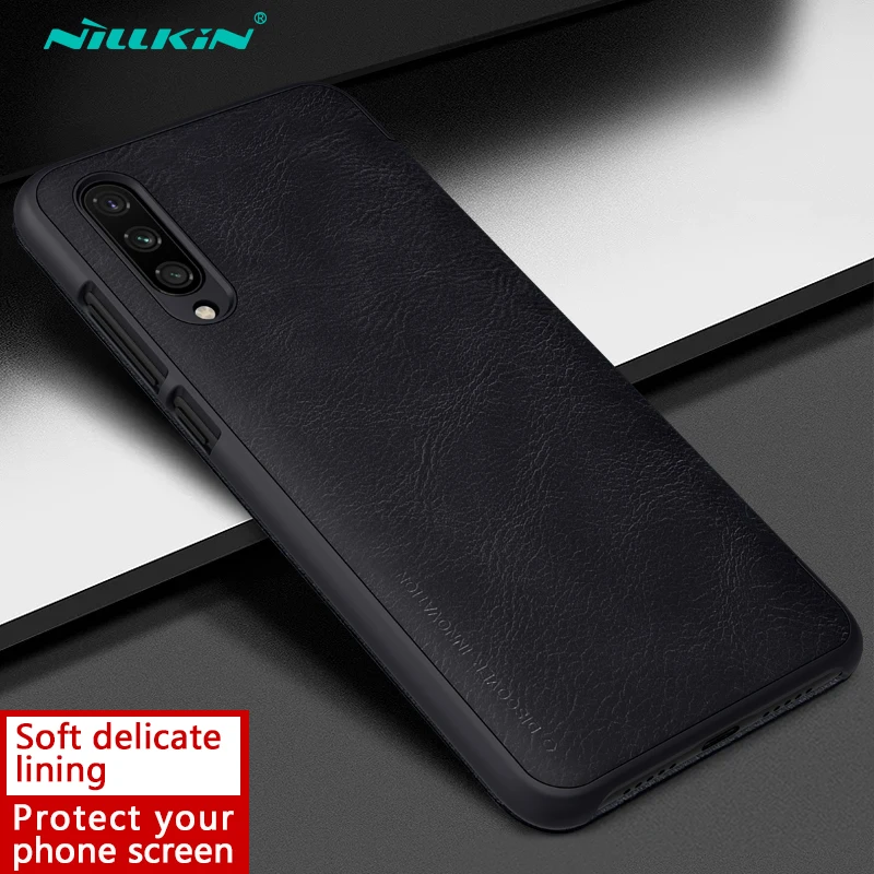 Кожаный чехол Nillkin для Xiaomi mi CC9e и mi A3 Qin серии флип Чехлы Роскошные чехлы для телефонов задняя крышка - Цвет: Черный
