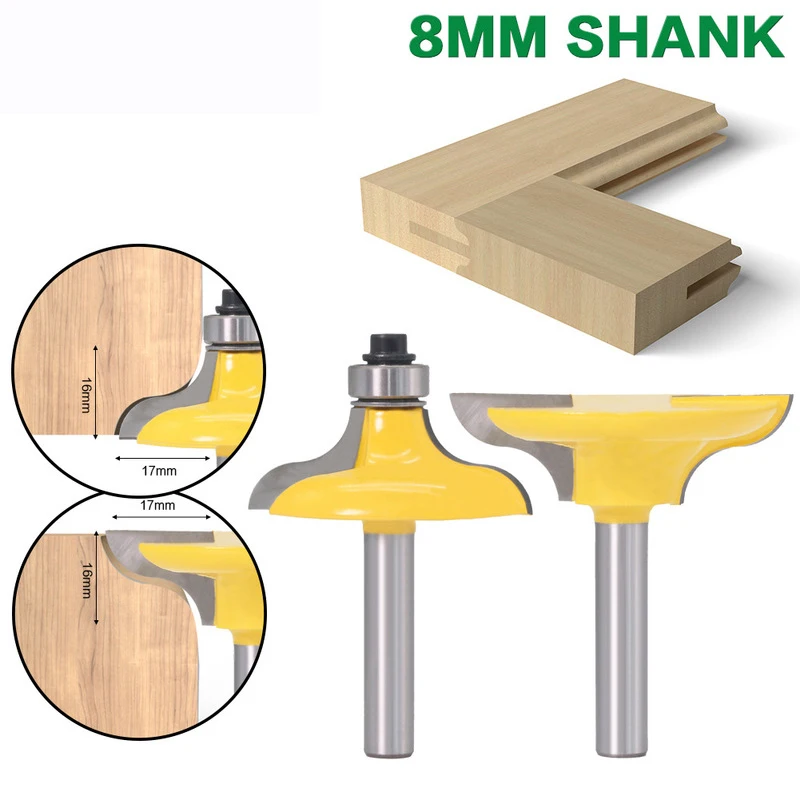 

2Pcs 8mm Shank Door Frame Knitting Knife Edging Router Bit Trimming for Woodwork Cutter Power Tools Wood Carving Milling Cutter