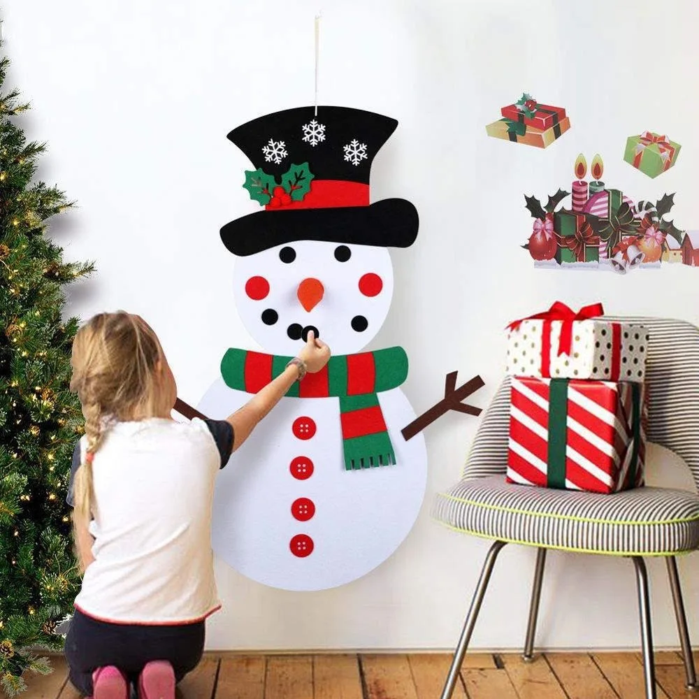 

DIY Felt Snowman Merry Christmas Decoration For Home 2020 Christmas Ornament Navidad Natal Gift for Children Happy New Year 2021