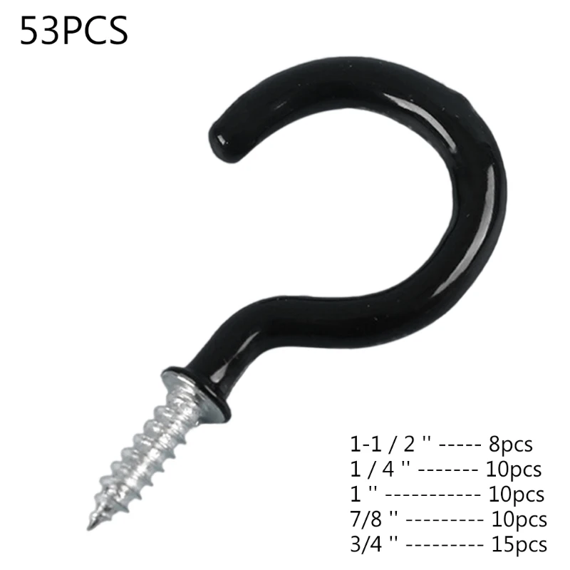 

53 шт., 5 размеров, пластиковый настенный крючок с винтовым креплением