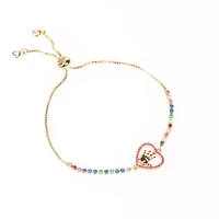 aaa cz couple rainbow chain creativity heart bracelet hollow out hand palm pattern women men fashion bangle party jewelry gift