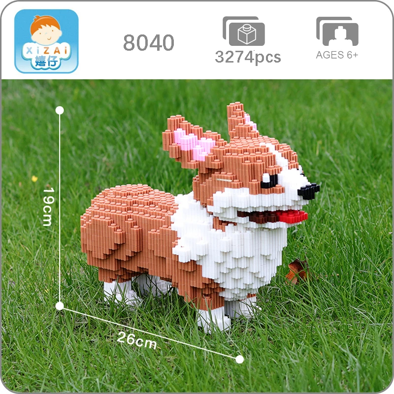 Xizai 8040 Мультяшные маленькие валлийские корги собаки животные домашние 3D модель