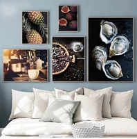 food kitchen poster wall art canvas print blueberry pie fig coffee painting decorative picture modern dining room decoration