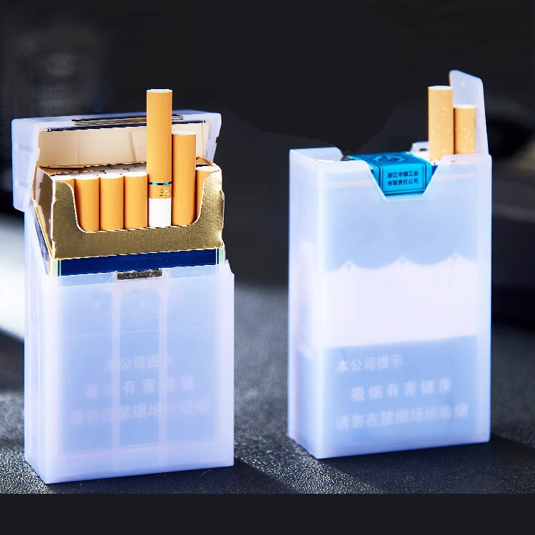 Пластиковый плотный чехол для сигарет 20 прозрачный мужской футляр против
