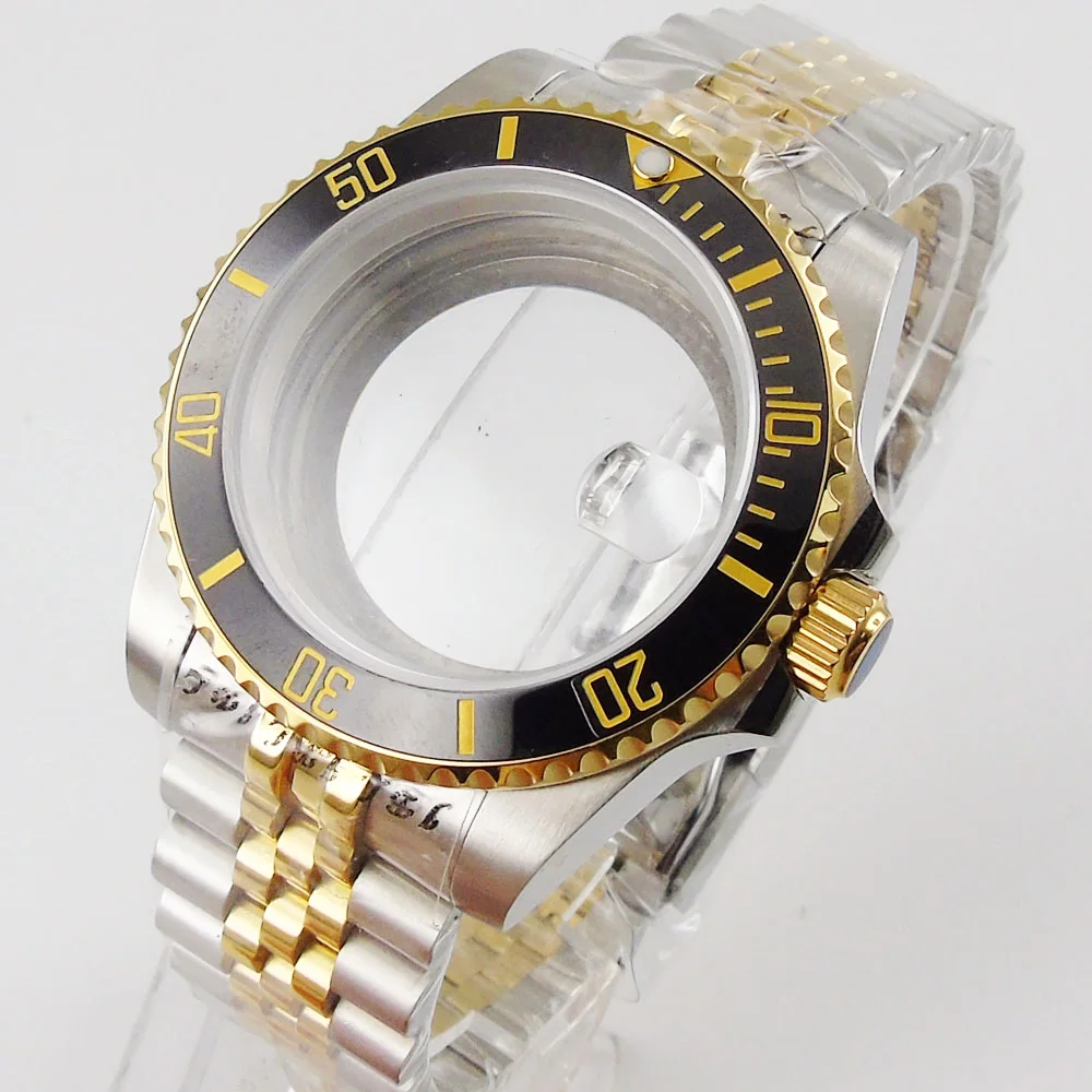 Stainless Steel Auto 40mm Watch Case Watch Bracelet Fit NH35 Movement Seeing Through Backcover