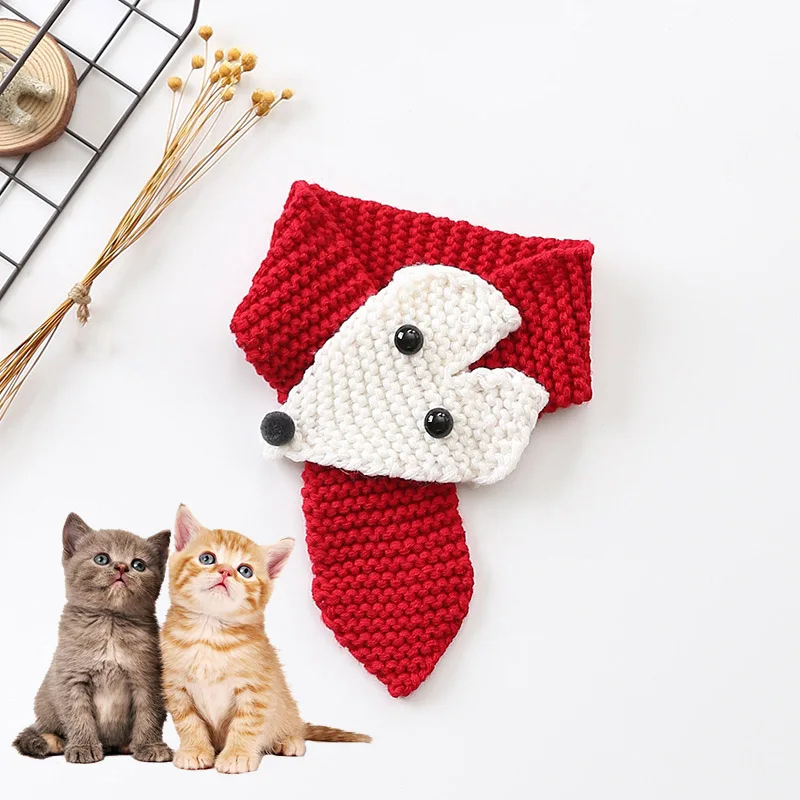 Рождественский шарф для собак вязаные аксессуары питомцев щенков кошек теплый