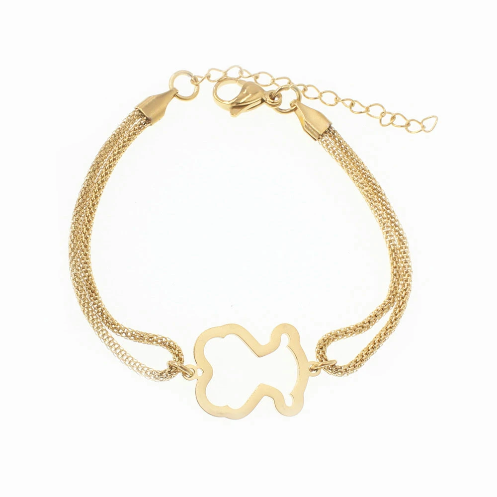 

Women Fashion Bracelets Bear Design Simple and Generous Hollow Titanium Steel Jewelry Best Gifts for Friend