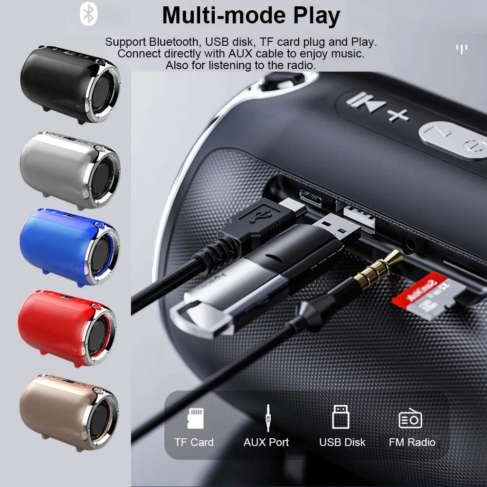 Портативная беспроводная Bluetooth-колонка стерео динамик радио музыкальный