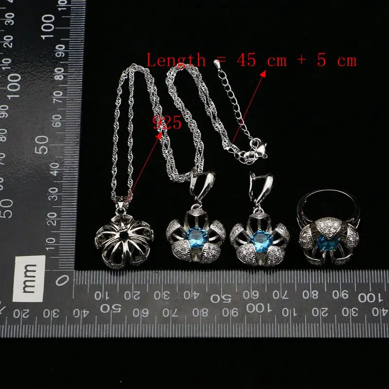 Женский ювелирный комплект из колье браслета и серёг серебро 925 пробы | Украшения