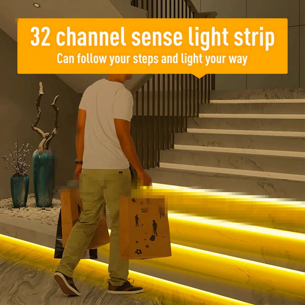 Stair LED Motion Sensor Controller DC 12V 24V 32 Channels Indoor PIR Night Light Dimmer For Stairs Flexible Strip images - 6