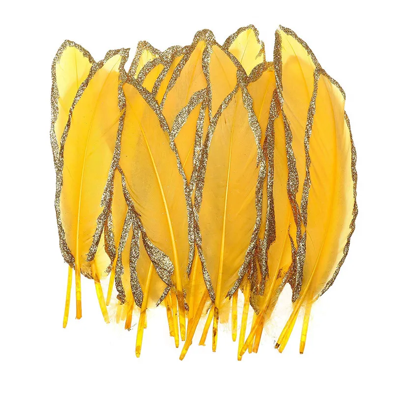 New Gold Yellow Dipped gold goose feather 10-500pcs 15-20cm DIY Jewelry Feathers Stage carnival Wedding Home decoration plumes |