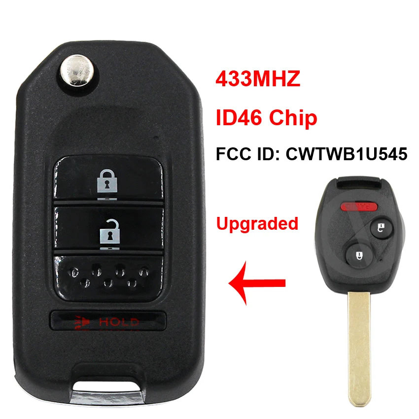 Обновленная Складная флип карта с кнопкой 2 + 1/3 433 МГц чип ID46 идентификатор FCC: