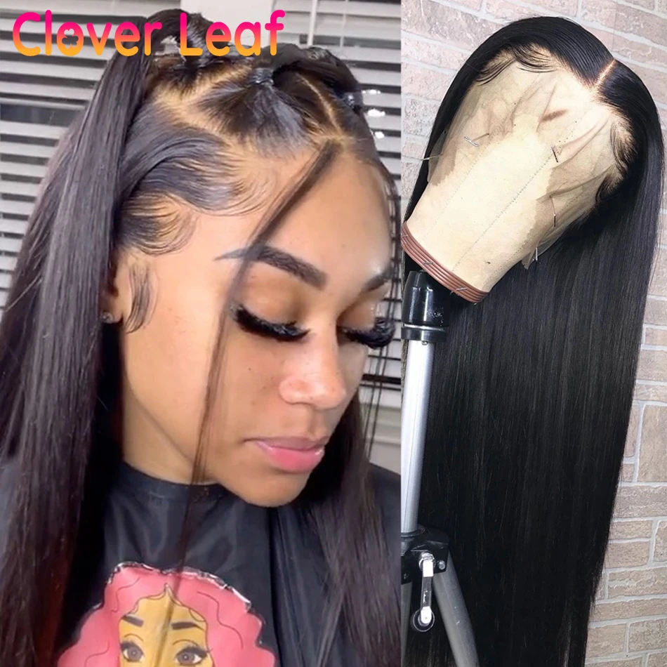 

Clover leaf Wholesale 13X4 Lace Front Human Hair Wig Straight Lace Front Wig 150% Brazilian 4x4 Straight Closure Wig Pre Plucked