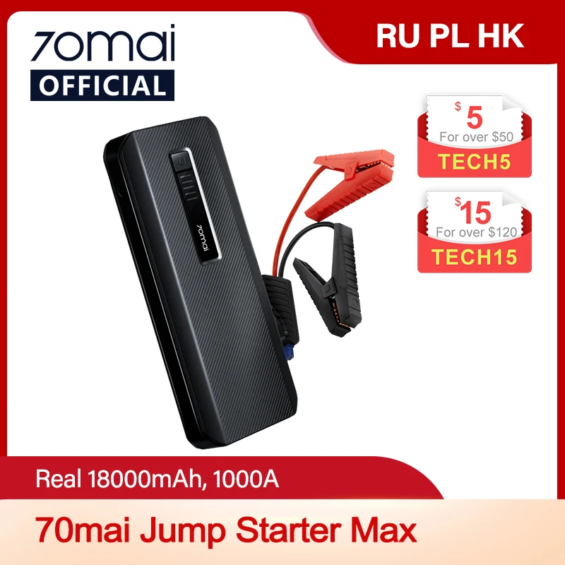 aliexpress - NEW 70mai Jump Starter Max 18000mah 70mai Car Jump Starter PS06 1000A  Power Bank Car Jumpstarter Auto Buster Emergency Booster