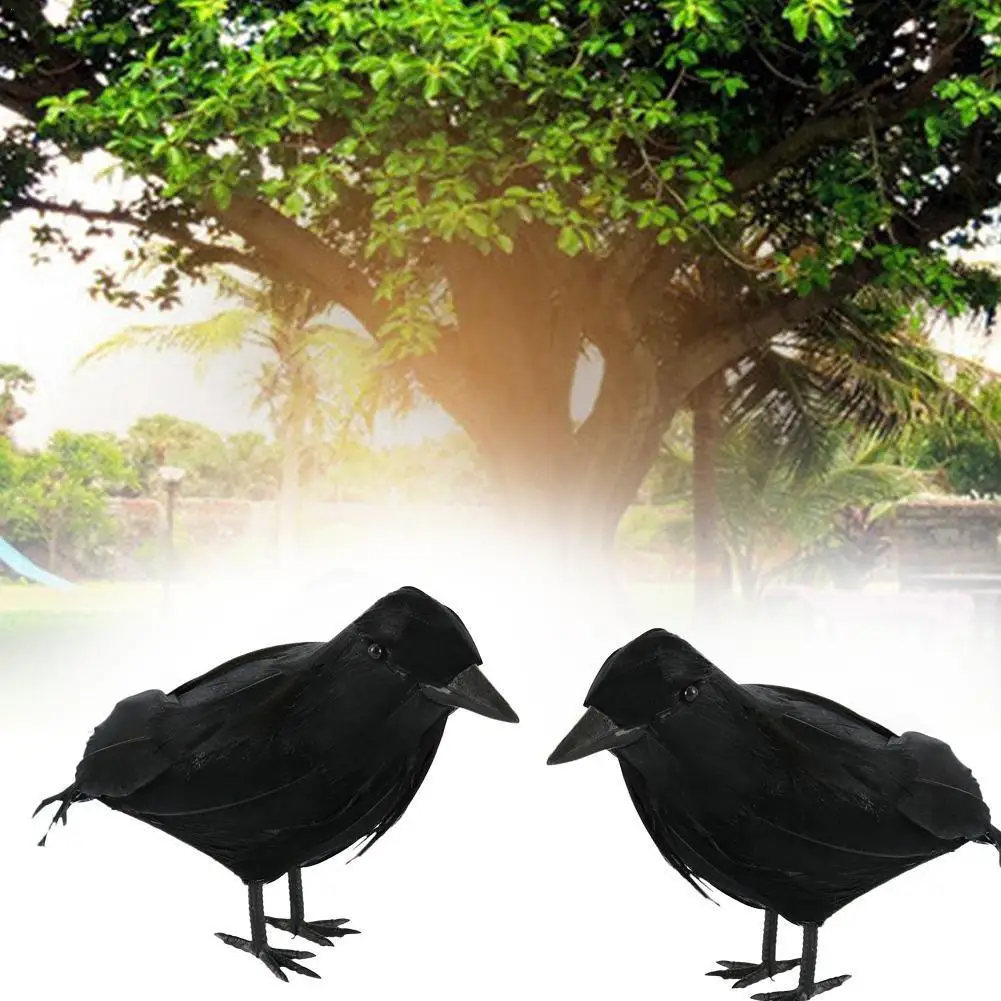 

Black Lifesize Simulation Raven Movie Prop Fake Crow Ghost Hunting Bird Decor Fake Supplies Halloween Festival Wholesale Y7L4