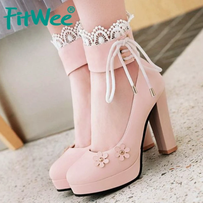 Женские туфли лодочки на платформе FITWEE милые вечерние высоком каблуке с
