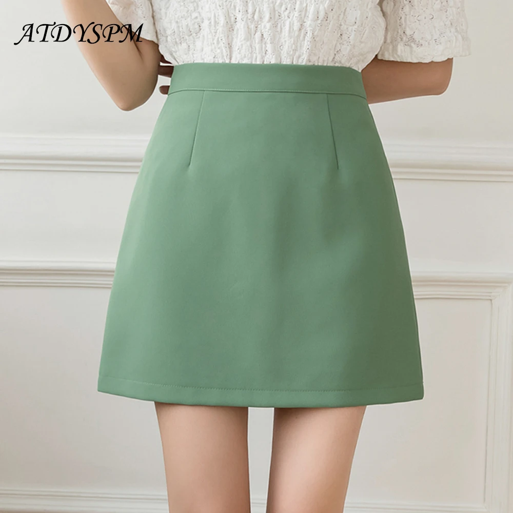 

Мини-юбка женская с завышенной талией, Модная элегантная повседневная облегающая юбка-трапеция в Корейском стиле, офисная короткая верхняя...