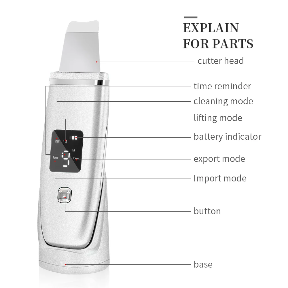 

LCD Ultrasonic Skin Scrubber Blackhead acne Remove Massage Deep Face Lifting Cleaning Machine Peeling Shovel Facial Pore Clean