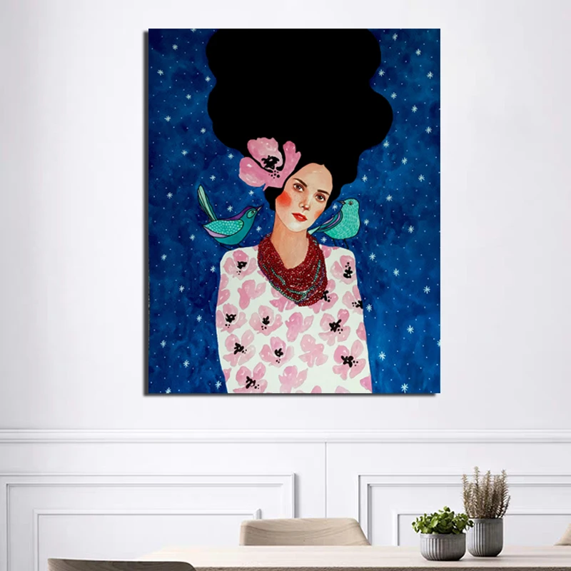 

Nordic Poster Girl Wallpaper Canvas Painting Prints Living Room Home Decoration Modern Wall Art Oil Painting Posters Pictures