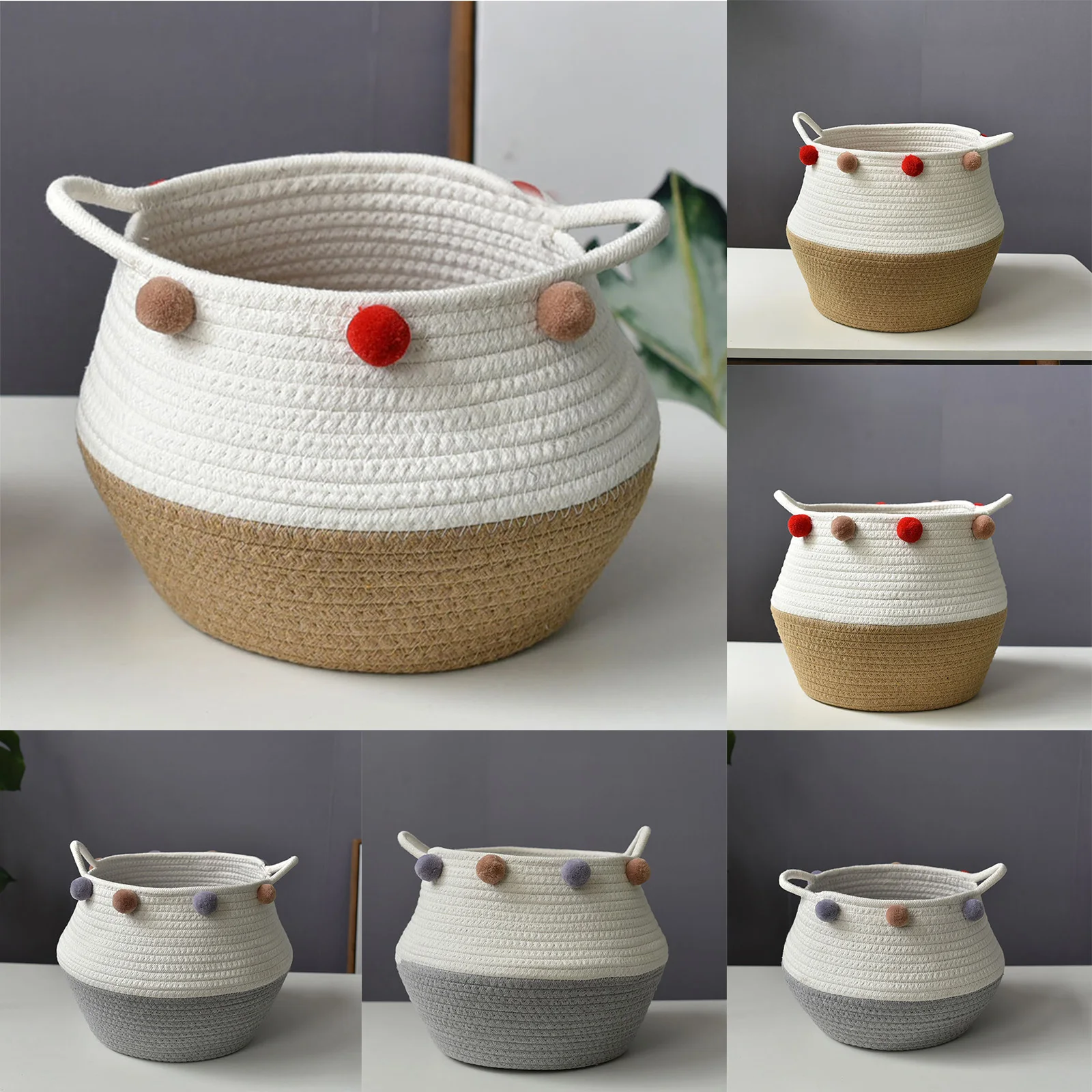 

Handmade Storage Basket Folding Clothes Laundry Basket Straw Wicker Magazine Finishing Storage Box Garden Flower Plants Pot