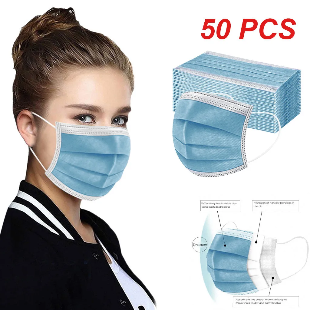 10 100 шт. одноразовые нетканые 3 слойный фильтр Маска Цвет: фиолетовый розовый ярко