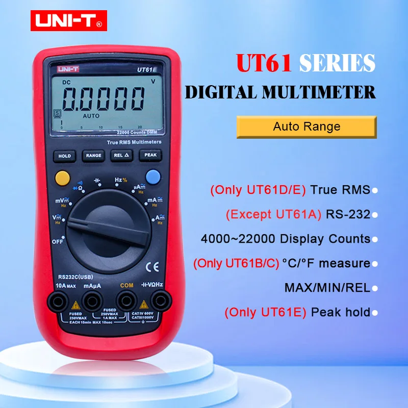 UNI-T UT61E Digital Multimeter Auto Range True RMS UT61A/B/C/D Data hold Diode test buzzer continuity Multimetro+Gift