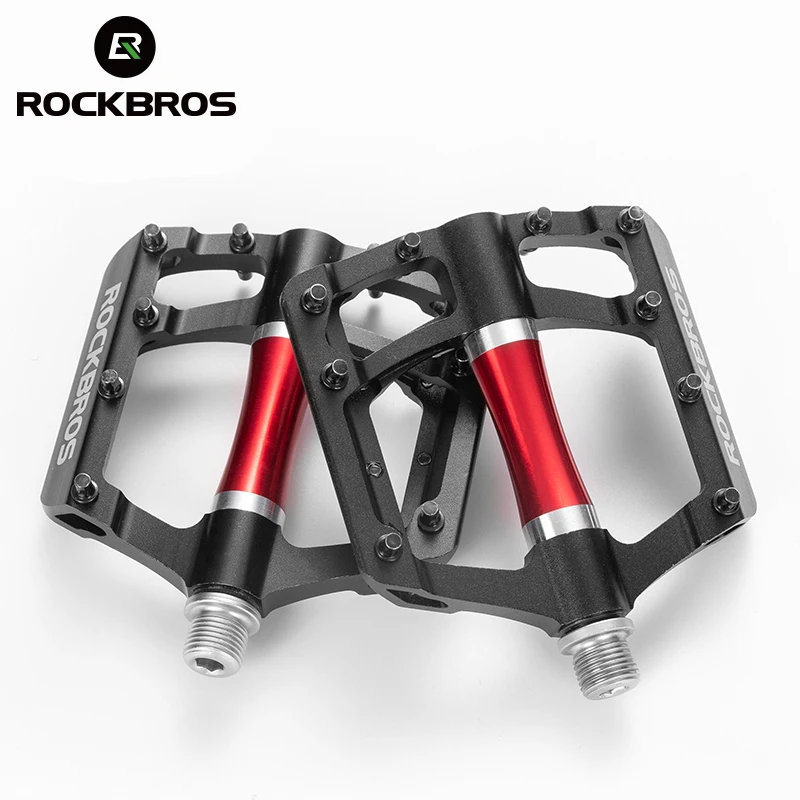 

ROCKBROS MTB Pedales Bike Pedals Flat Pedals Aluminum 9/16" Non-Slip Sealed Bearing 21PCS Cleats Alloy Bicycle Platform Pedals