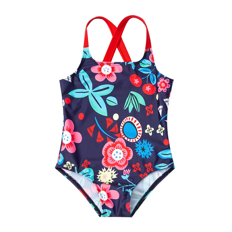 2020 Летний милый купальник для маленьких девочек цельный пляжный с цветочным
