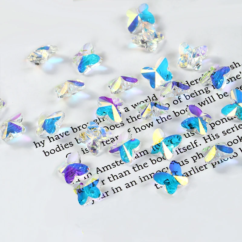 Стразы стеклянные в форме бабочки художественные поделки кристаллы AB цвета