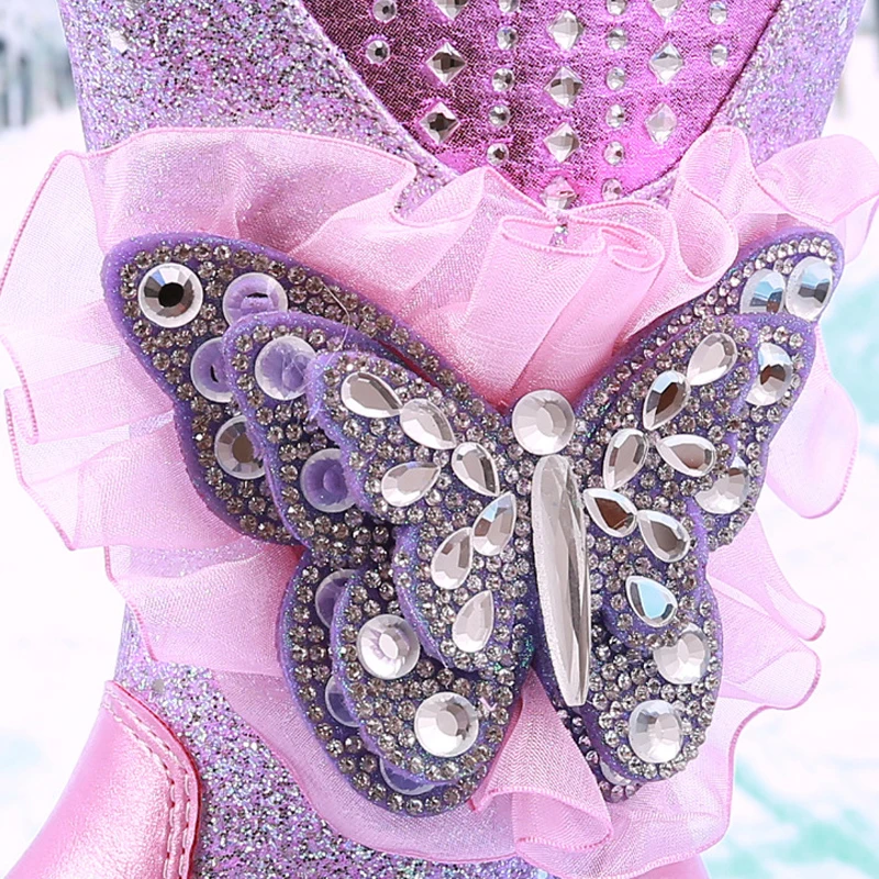 Водонепроницаемые зимние ботинки для девочек обувь принцессы на высоком каблуке