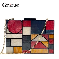 unique patchwork acrylic evening bags geometric handbags clutches party prom purses wedding wallets free shipping dropshipping