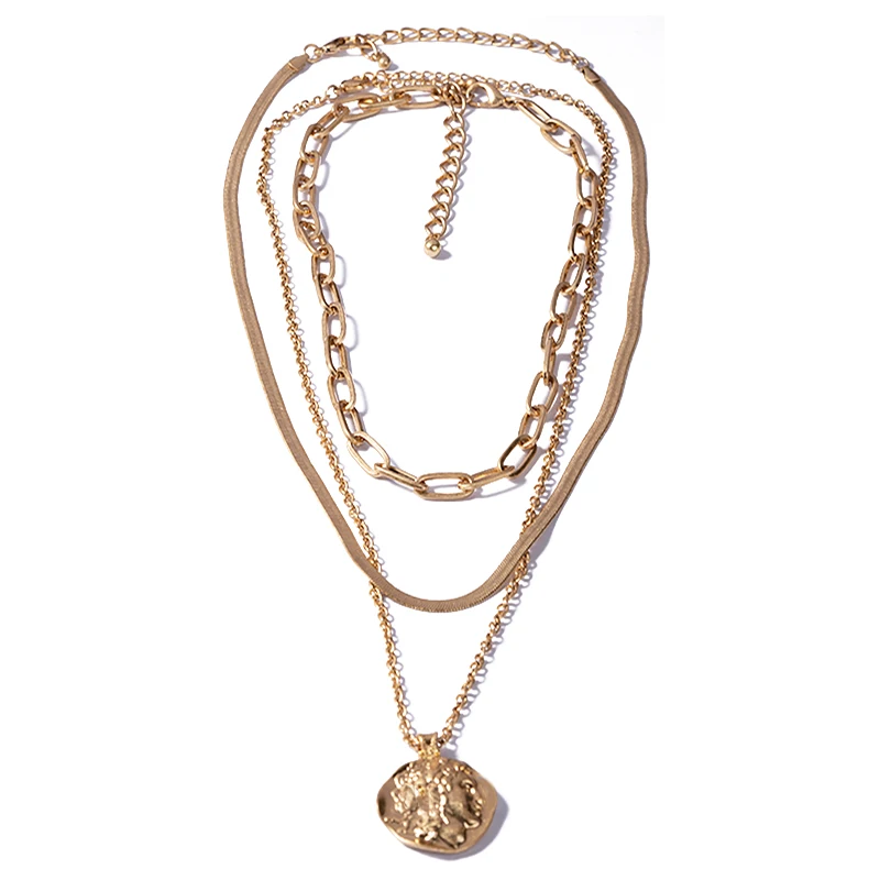 Многослойная цепочка ожерелье на шею цепи блокировки кулон набор украшений для