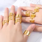 Простые полые кольца в виде надписи, регулируемые открытые кольца с буквами алфавита и именем, Модные женские ювелирные изделия, подарки для девочек вечерние