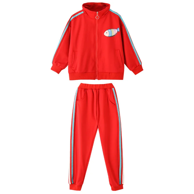 

Cat Fish Print Sweater+Striped Pants 2Pcs Girls Clothing Sets For Girls Sports Suits 2020 Autumn Children Fashion Trendy Suits