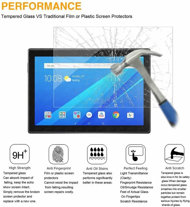 Закаленное стекло для Lenovo Tab E10 E7 E8 M10 P10 P8 Защита экрана TB-X104F/7104F/8304F/X605F/X705L