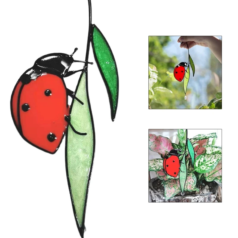 E8FE божья коровка Ловец Солнца витражные окна настенные дверные подвески