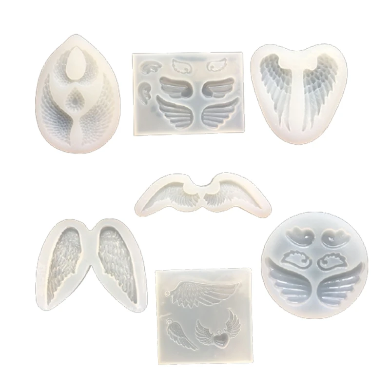 

L5YD DIY Wing Craft Silicone Molds Angel Wing Transparent Jewelry Pendant Molds for Necklace Keychain Baking Supplies