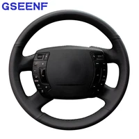 steering wheel covers handsewing black genuine leather for citroen c5 2008 2009 2010 2011 2012 2013 2014 2015 2016 2017