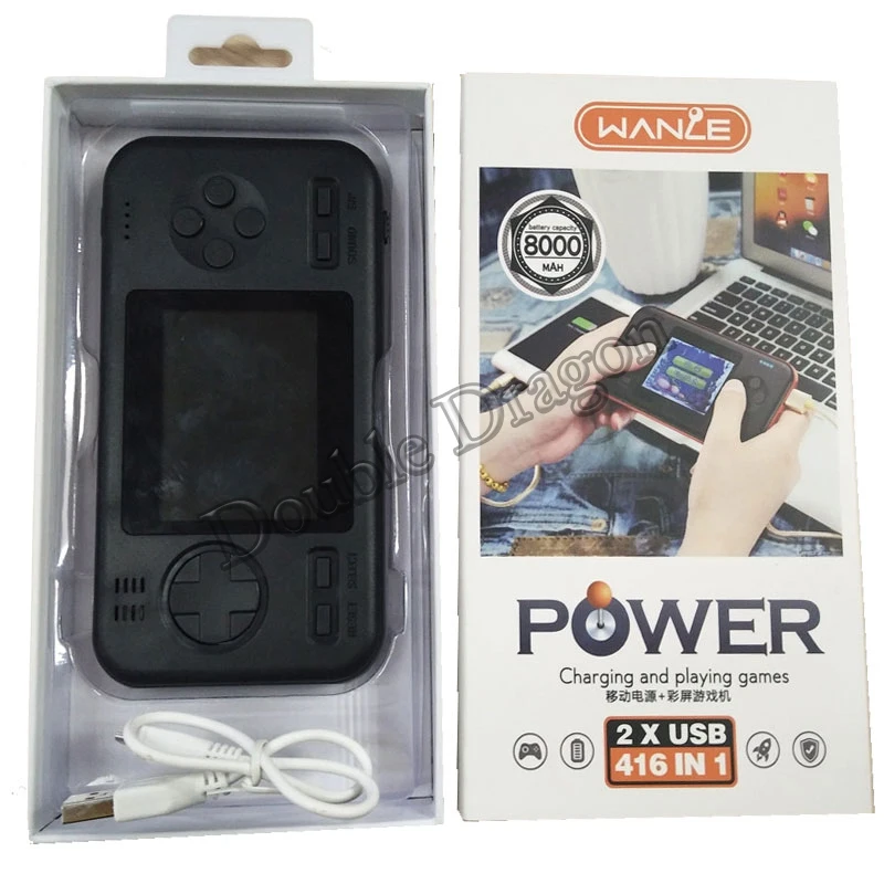 

8000mAh Power Bank 2 in 1 Handheld Game Console 416 Retro Arcade games Multifunction Classic Toys for Children Gift